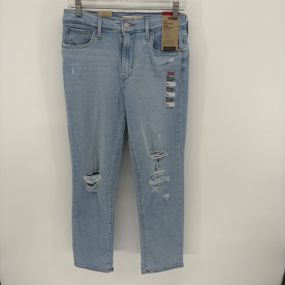 New Levis‎ 724 High-Rise Slim Straight Cropped Jeans Women 8 29X27 Hypersoft